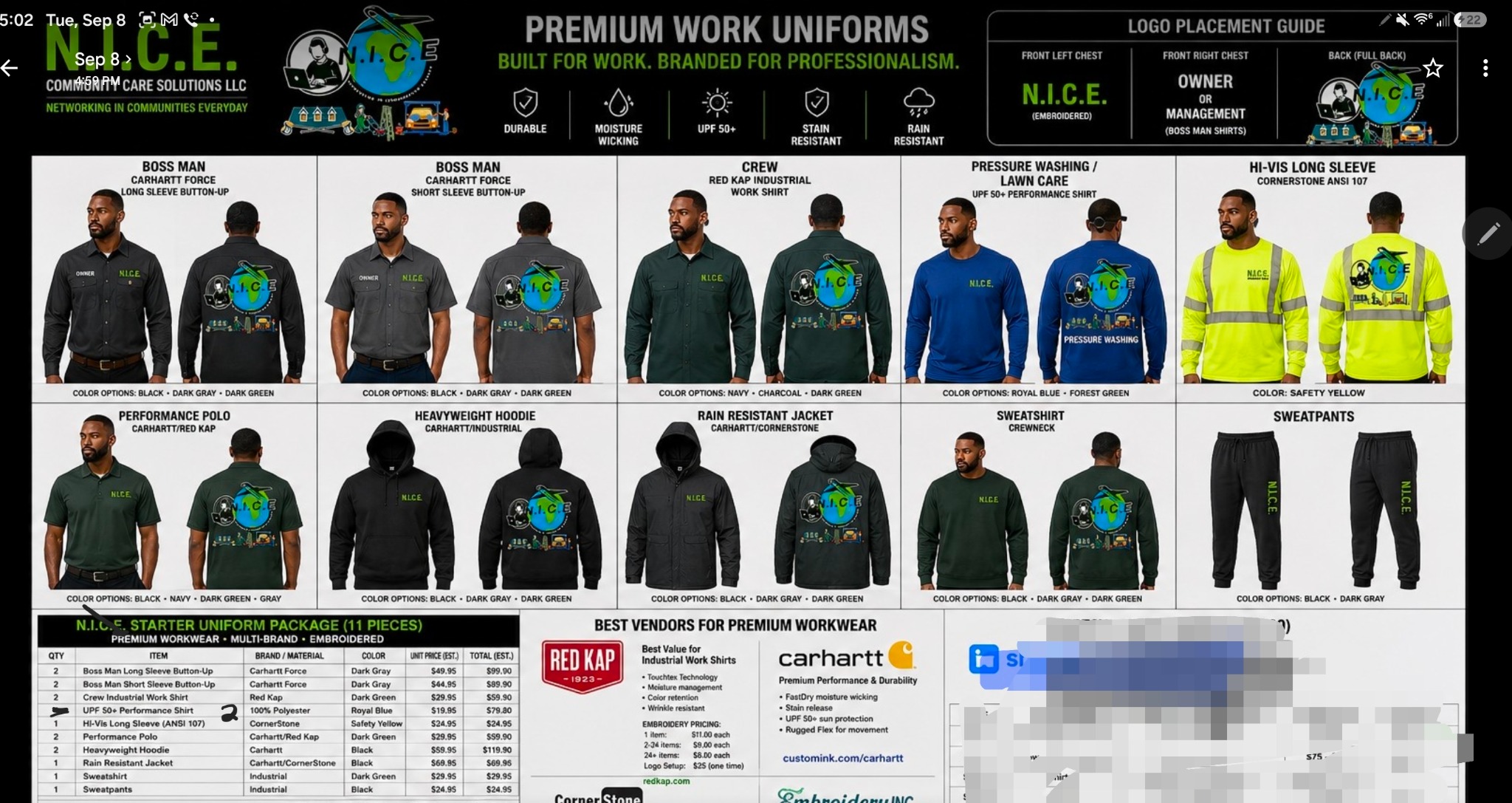 N.I.C.E. branded work uniform concepts